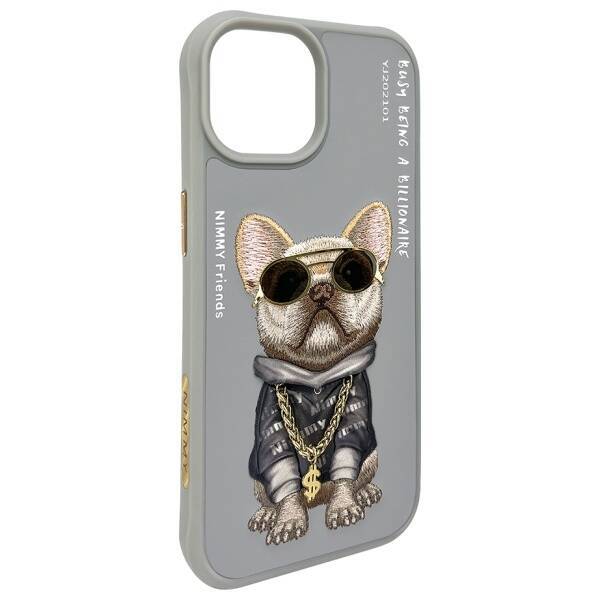 Nimmy etui iPhone 15 6.1" szary/gray      Glasses Cool Dog