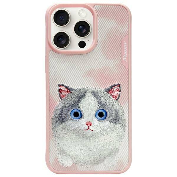 Nimmy etui iPhone 15 Pro 6.1"             różowy/pink Big Eyed Pet 2.0 Cat