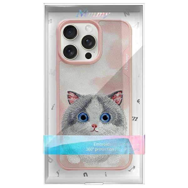 Nimmy etui iPhone 15 Pro 6.1"             różowy/pink Big Eyed Pet 2.0 Cat