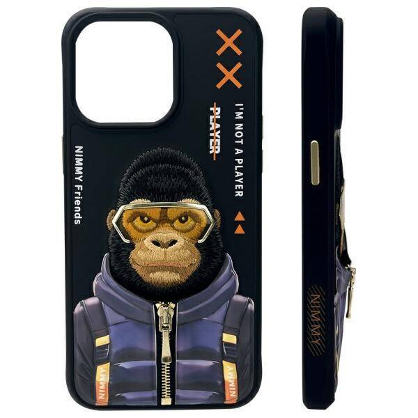 Nimmy etui iPhone 15 Pro Max 6.7"         czarny/black Cool&Cute 2.0 Monkey