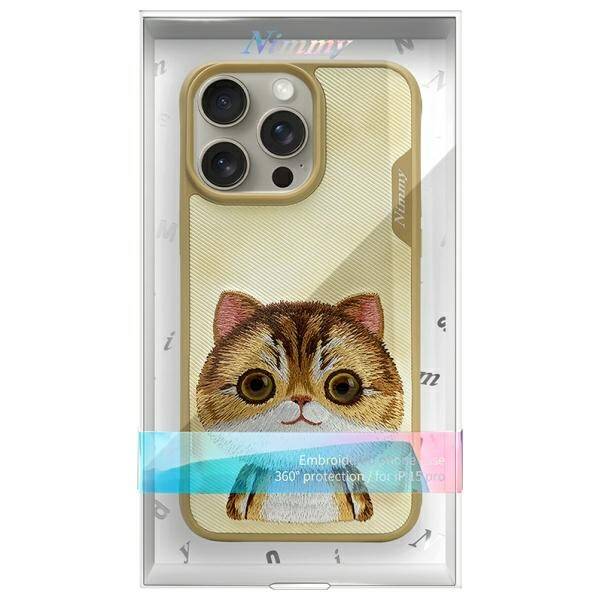 Nimmy etui iPhone 15 Pro Max 6.7" khaki   Big Eyed Pet 2.0 Cat