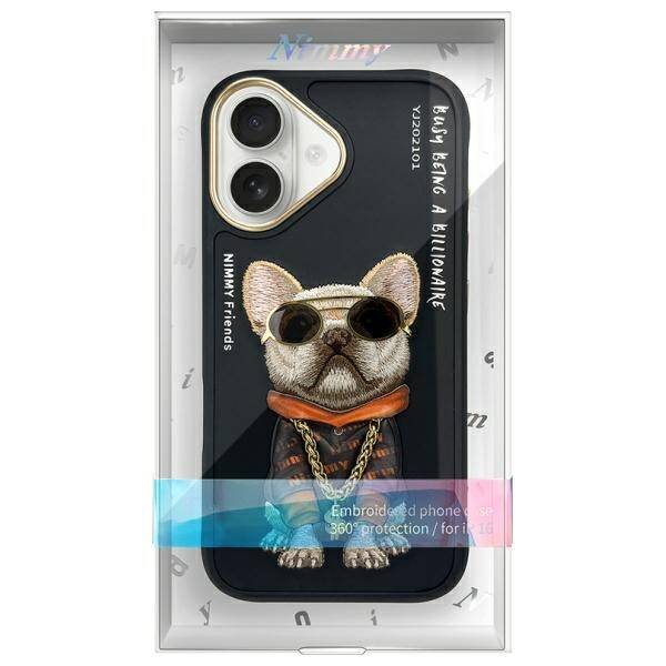 Nimmy etui iPhone 16 6.1" czarny/black    Glasses Cool Dog