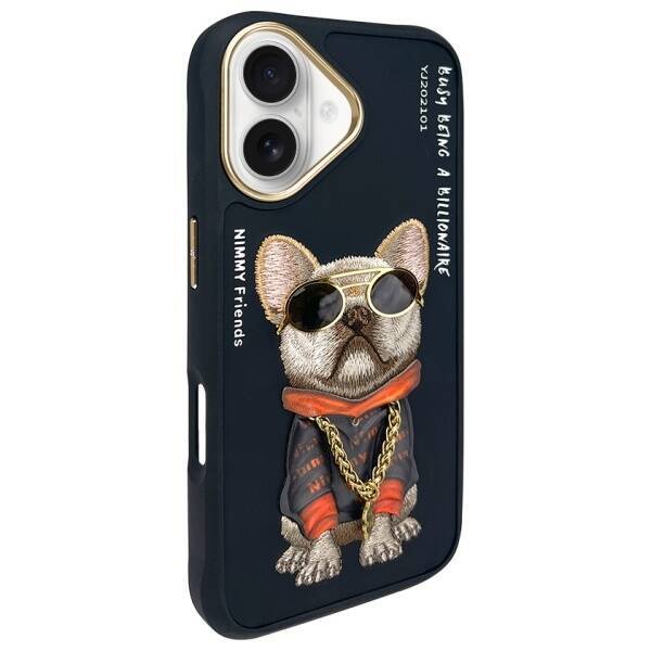 Nimmy etui iPhone 16 6.1" czarny/black    Glasses Cool Dog