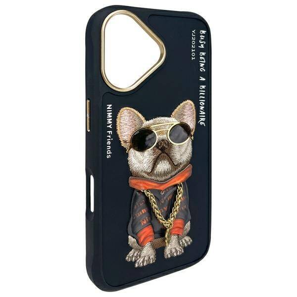 Nimmy etui iPhone 16 6.1" czarny/black    Glasses Cool Dog