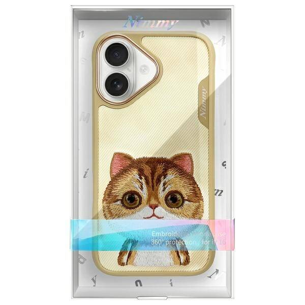 Nimmy etui iPhone 16 6.1" khaki Big Eyed  Pet 2.0 Cat