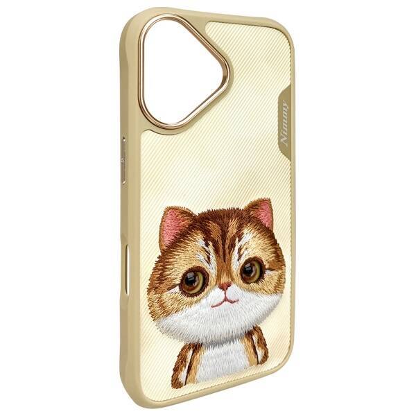 Nimmy etui iPhone 16 6.1" khaki Big Eyed  Pet 2.0 Cat