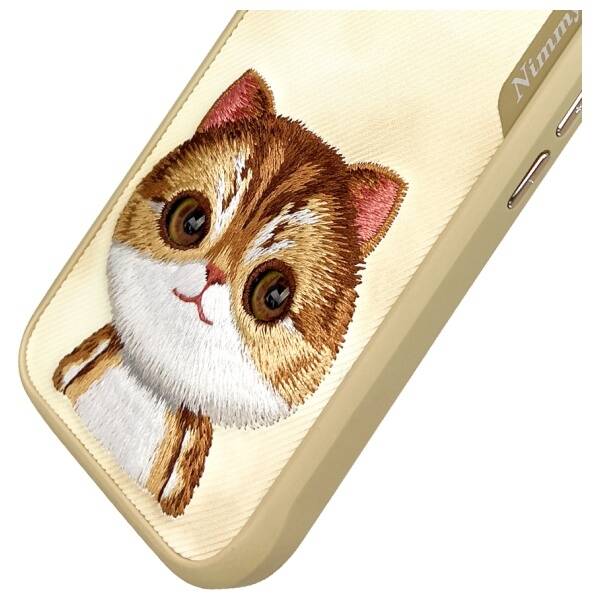 Nimmy etui iPhone 16 6.1" khaki Big Eyed  Pet 2.0 Cat