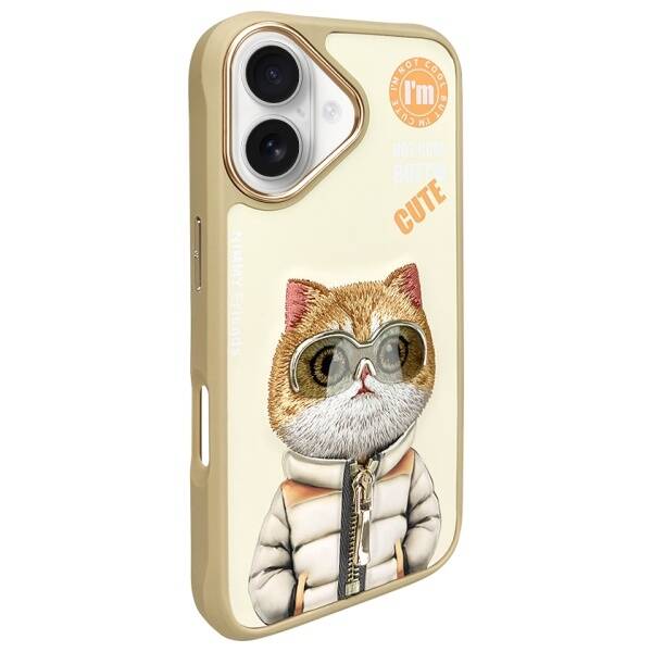 Nimmy etui iPhone 16 6.1" khaki           Cool&Cute 2.0 Cat