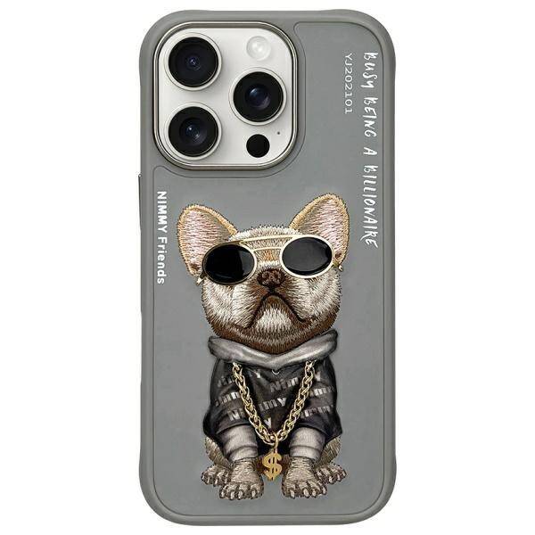 Nimmy etui iPhone 16 Pro Max 6.9"         szary/gray Glasses Cool Dog