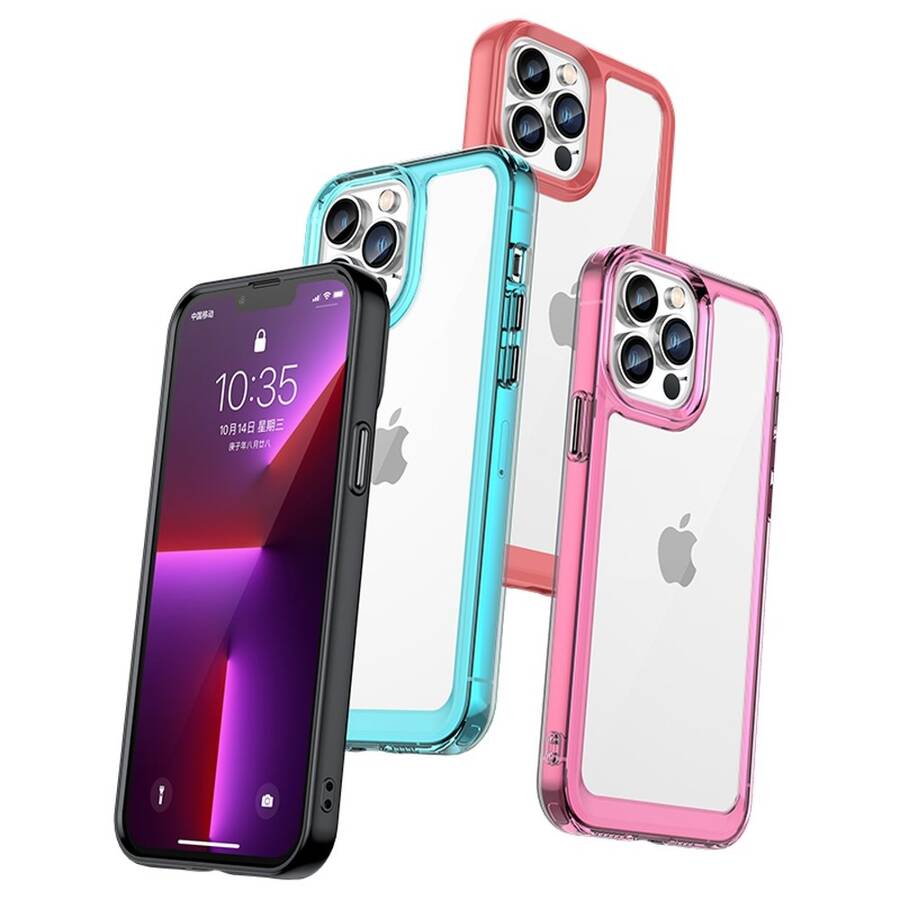 Outer Space Case etui do iPhone 12 Pro sztywny pokrowiec z żelową ramką czerwony