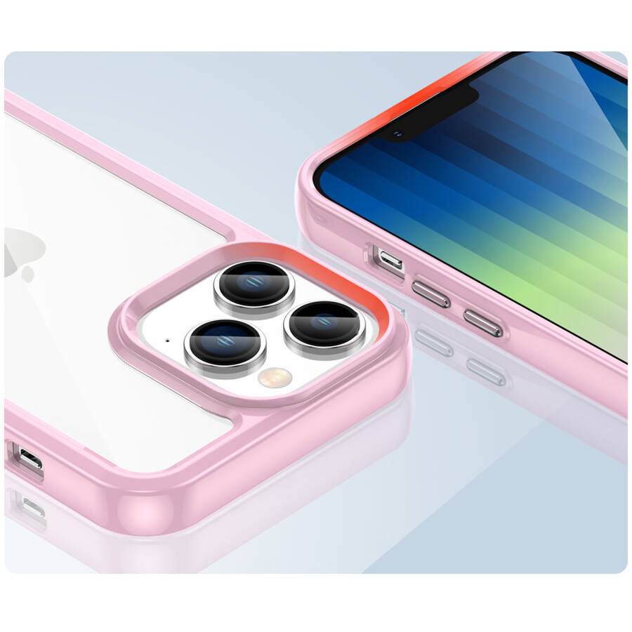 Outer Space Case etui iPhone 14 Pro Max sztywny pokrowiec z żelową ramką różowy