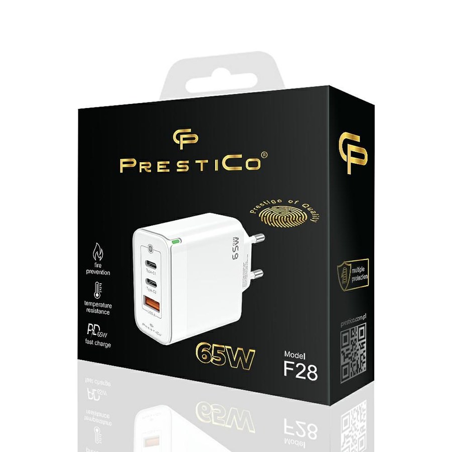 PRESTICO F28 1XUSB-QC 65W 2XPD GAN WHITE