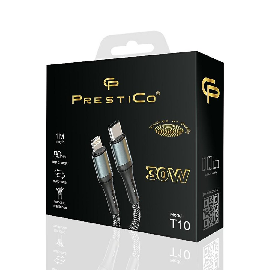 PRESTICO T10 TYPE C/LIGHTNING 30W PD BLA