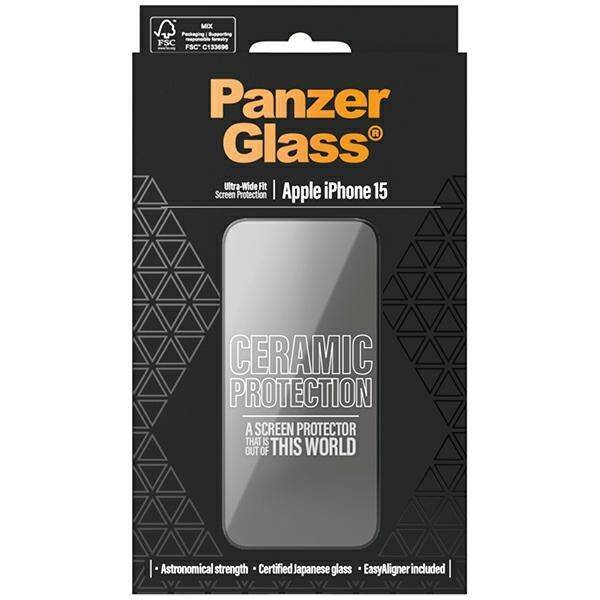 PanzerGlass Ceramic Protection iPhone 15 6.1" Ultra-Wide-Fit Screen Protection Easy Aligner Included 2837