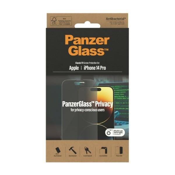 PanzerGlass Classic Fit iPhone 14 Pro 6,1" Privacy Screen Protection Antibacterial P2768