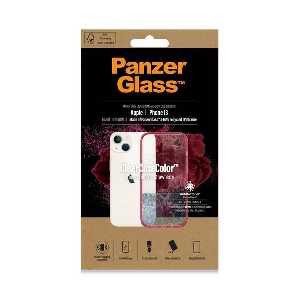 PanzerGlass ClearCase iPhone 13 / 14 / 15 6,1" Antibacterial Military grade Strawberry 0335