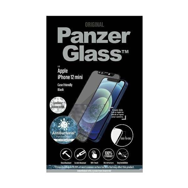 PanzerGlass E2E Microfracture iPhone 12 Mini 5,4" CamSlider Swarovsky Case Friendly AntiBacterial czarny/black