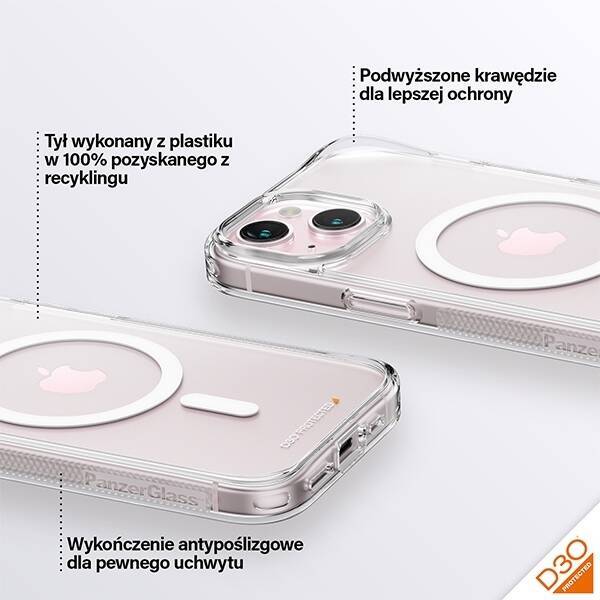 PanzerGlass HardCase iPhone 15 / 14 / 13 6.1" D3O MagSafe 3xMilitary grade transparent 1180