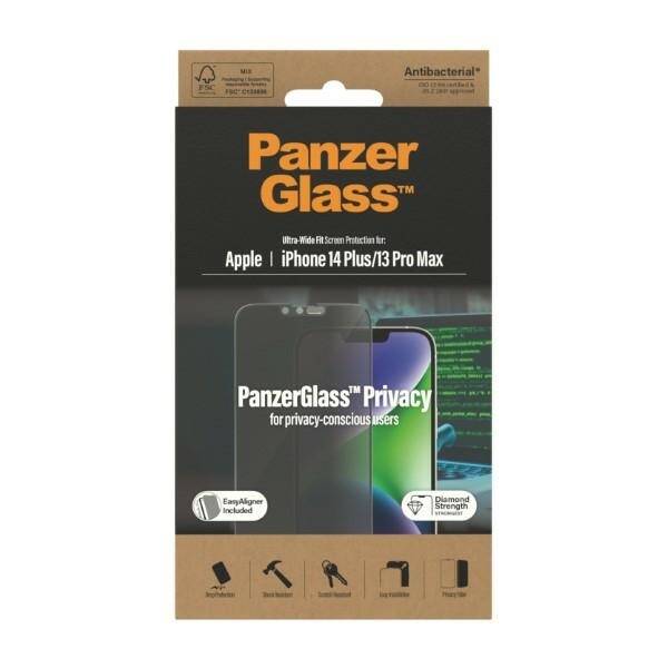 PanzerGlass Ultra-Wide Fit iPhone 14 Plus / 13 Pro Max 6,7" Privacy Screen Protection Antibacterial Easy Aligner Included P2785