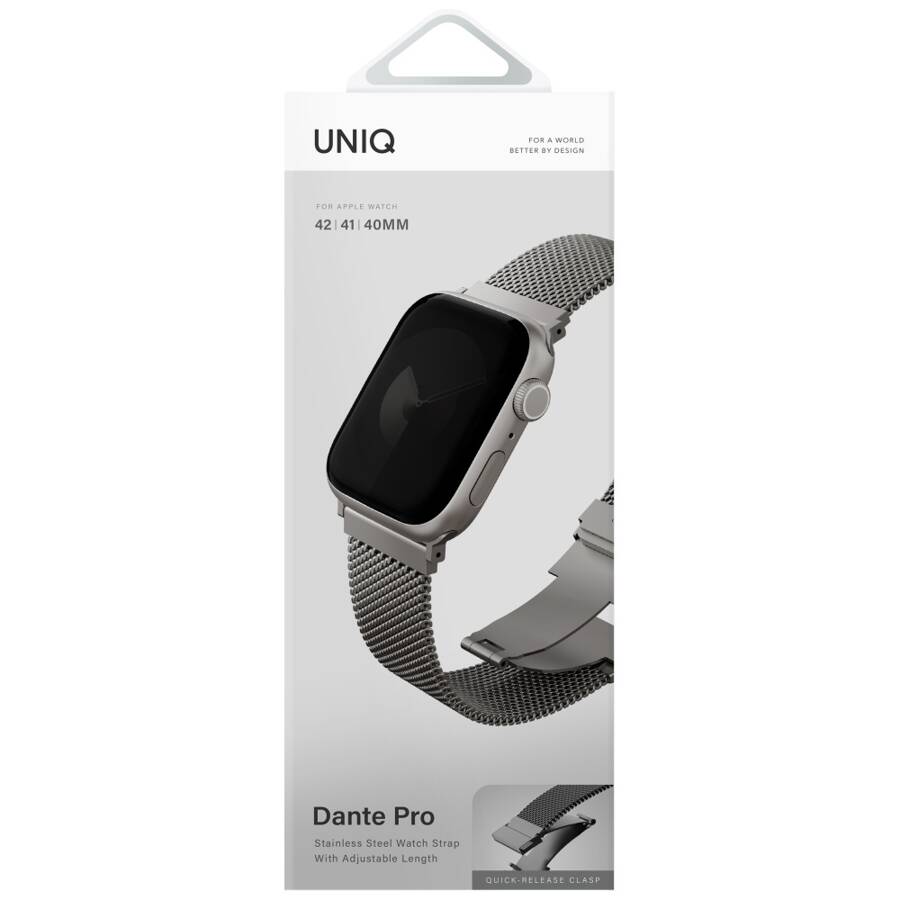 Pasek UNIQ Dante Pro do Apple Watch       42/41/40mm Stainless Steel tytanowy srebrny