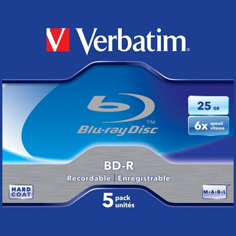 Płyty Blu-ray Verbatim 25GB 6X BD-R SL    5szt biały 43715