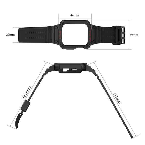 Protect Strap Band opaska z etui do Apple Watch 7 / 6 / 5 / 4 / 3 / 2 / SE (41 / 40 / 38mm) obudowa pancerny pokrowiec na zegarek różowy