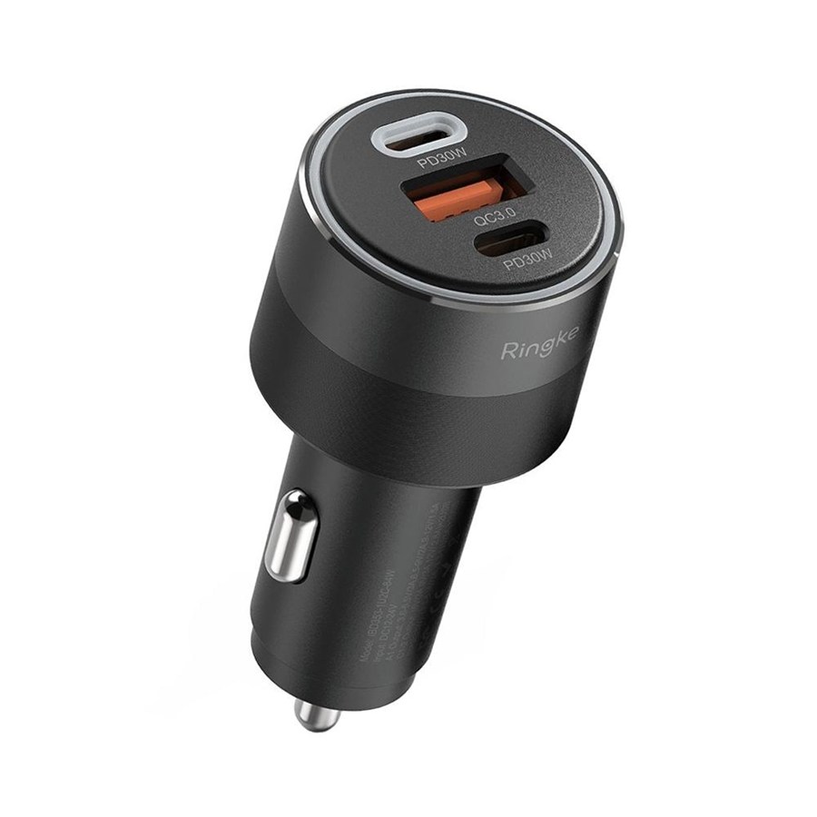 RINGKE 3-PORT CAR CHARGER PD30W/QC3.0 BLACK