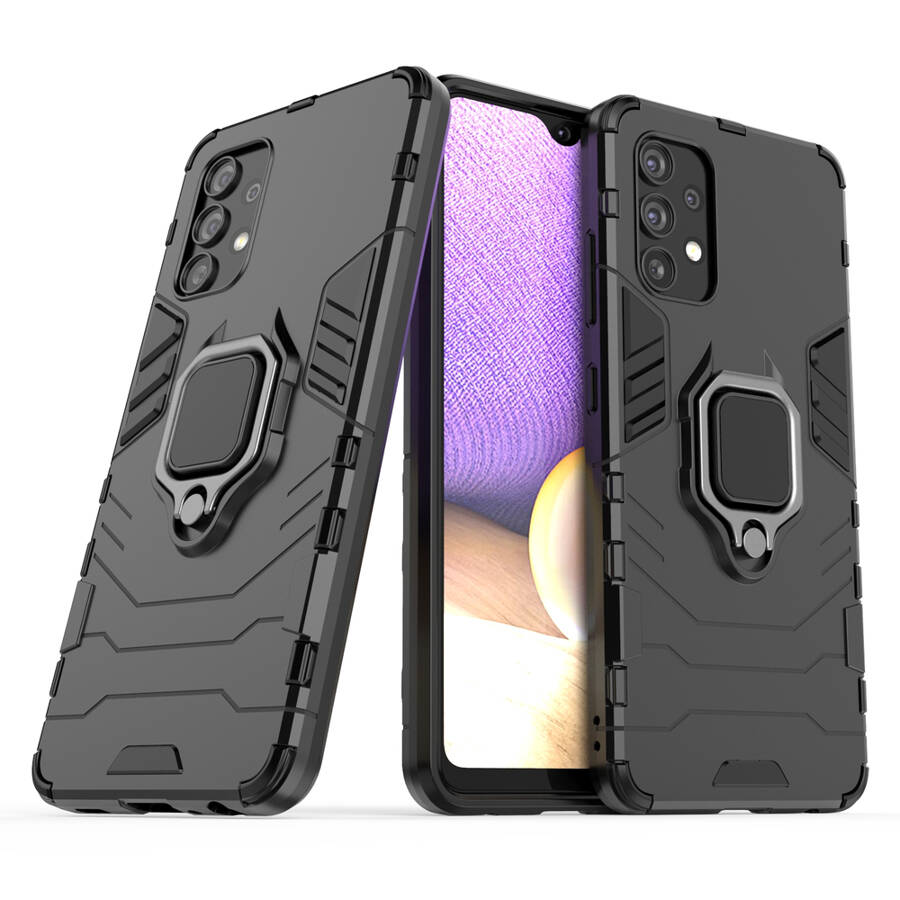 Ring Armor pancerne hybrydowe etui pokrowiec + magnetyczny uchwyt Samsung Galaxy A32 4G czarny