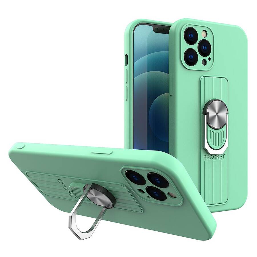 Ring Case silikonowe etui z uchwytem na palec i podstawką do iPhone 13 mini miętowy