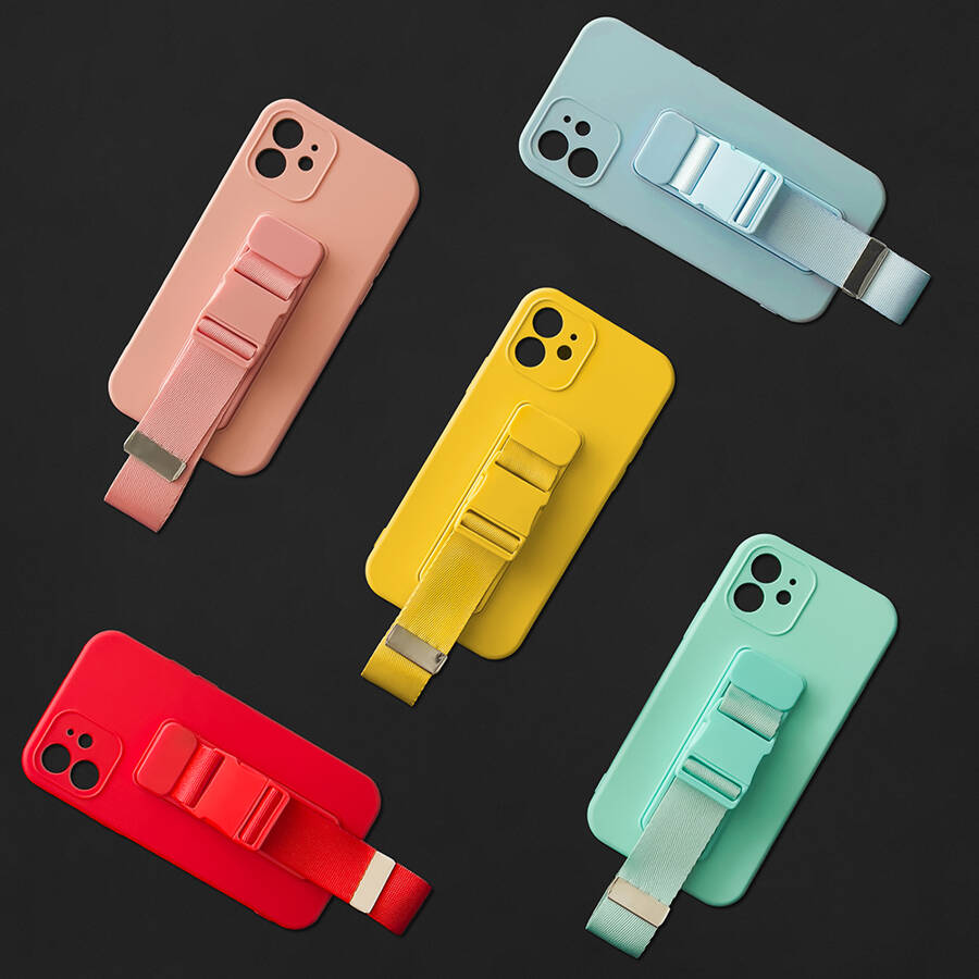 Rope case żelowe etui ze smyczą łańcuszkiem torebka smycz Samsung Galaxy A21S czarny