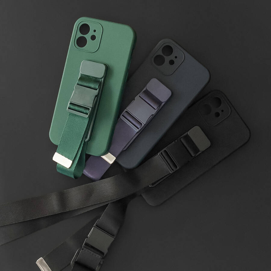 Rope case żelowe etui ze smyczą łańcuszkiem torebka smycz Samsung Galaxy A21S czarny