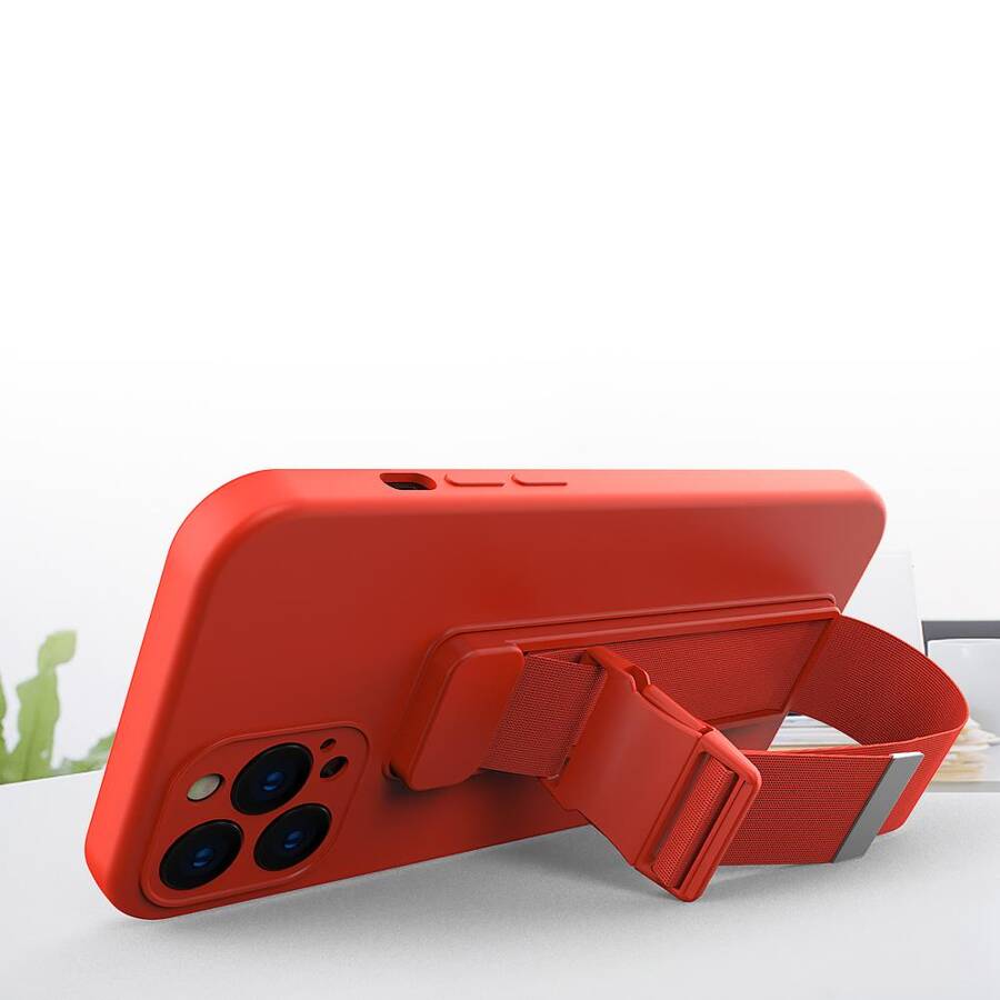 Rope case żelowe etui ze smyczą łańcuszkiem torebka smycz Xiaomi Redmi Note 10 5G / Poco M3 Pro czerwony