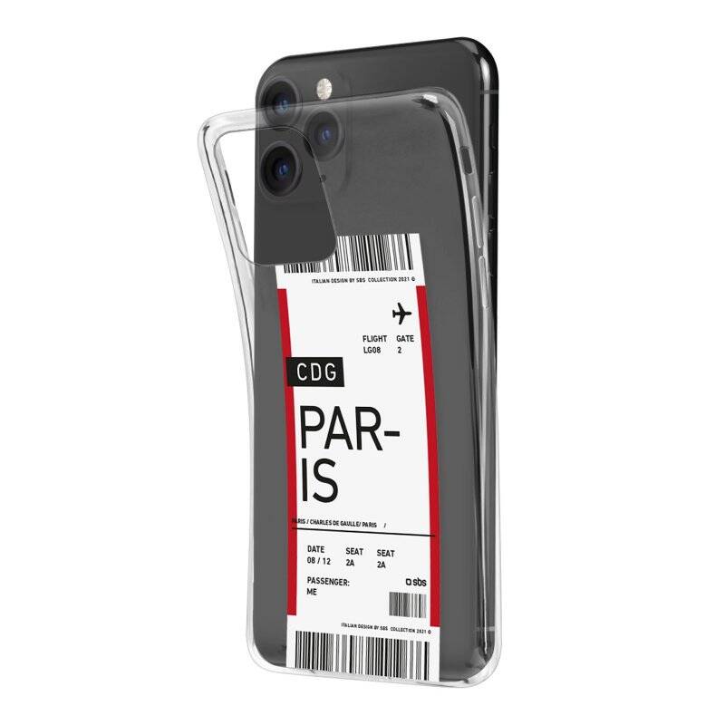 SBS Transparent soft cover with airline ticket texture for iPhone 11 Pro