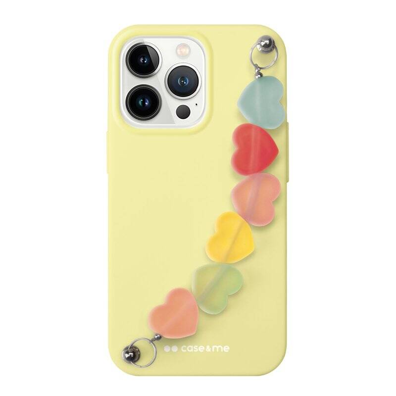 SBS Yellow Love String Case Cover for iPhone 12/12 Pro with heart chain