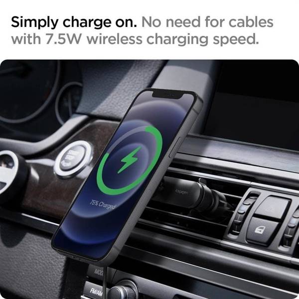 SPIGEN ITS12W ONETAP MAGNETIC MAGSAFE VENT CAR CHARGER 7.5W BLACK