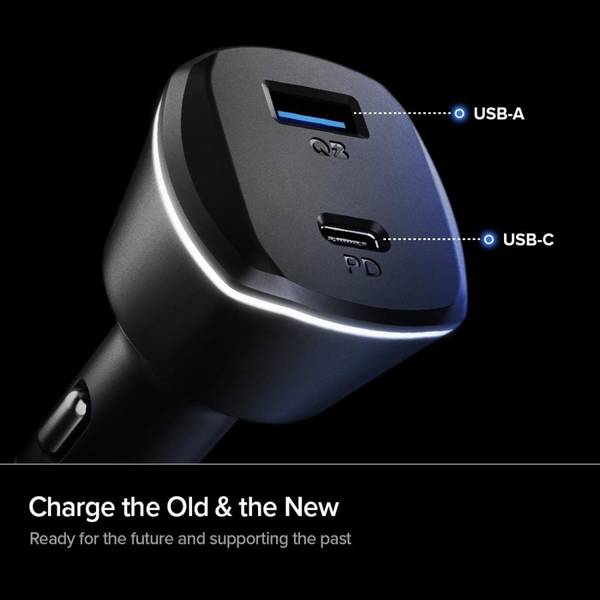 SPIGEN PC1800 POWERARC 2-PORT CAR CHARGER PD30W/QC.3.0 BLACK