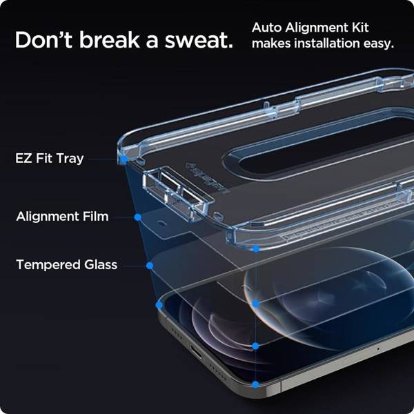 SZKŁO HARTOWANE SPIGEN GLAS.TR ”EZ FIT” 2-PACK IPHONE 12 / 12 PRO