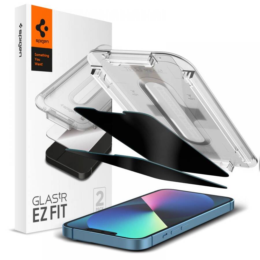 SZKŁO HARTOWANE SPIGEN GLAS.TR ”EZ FIT” 2-PACK IPHONE 13 / 13 PRO / 14 PRIVACY