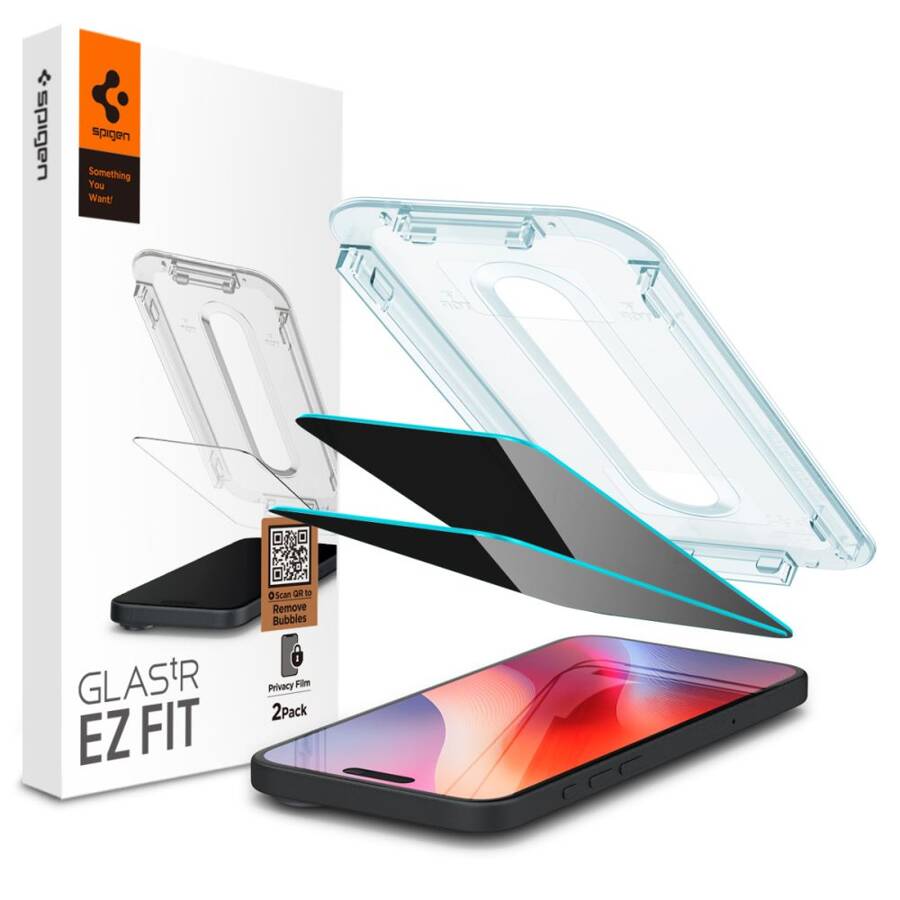 SZKŁO HARTOWANE SPIGEN GLAS.TR ”EZ FIT” 2-PACK IPHONE 15 / 16 PRIVACY