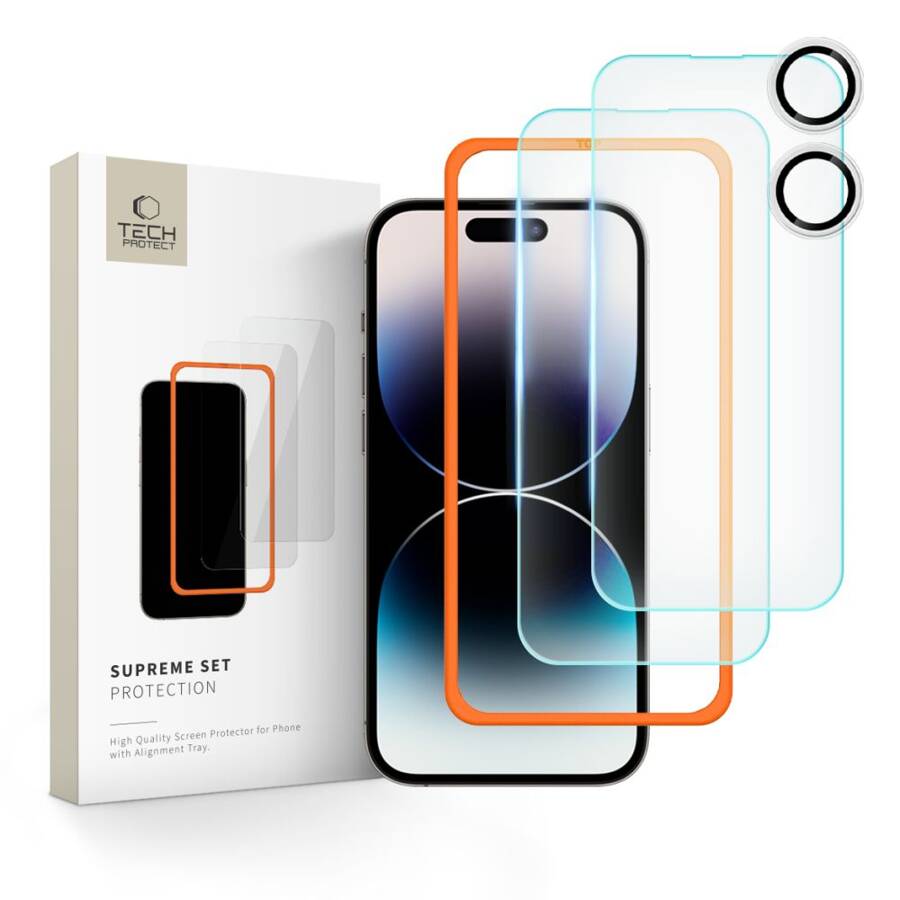 SZKŁO HARTOWANE TECH-PROTECT SUPREME SET 3-PACK IPHONE 16 PLUS CLEAR