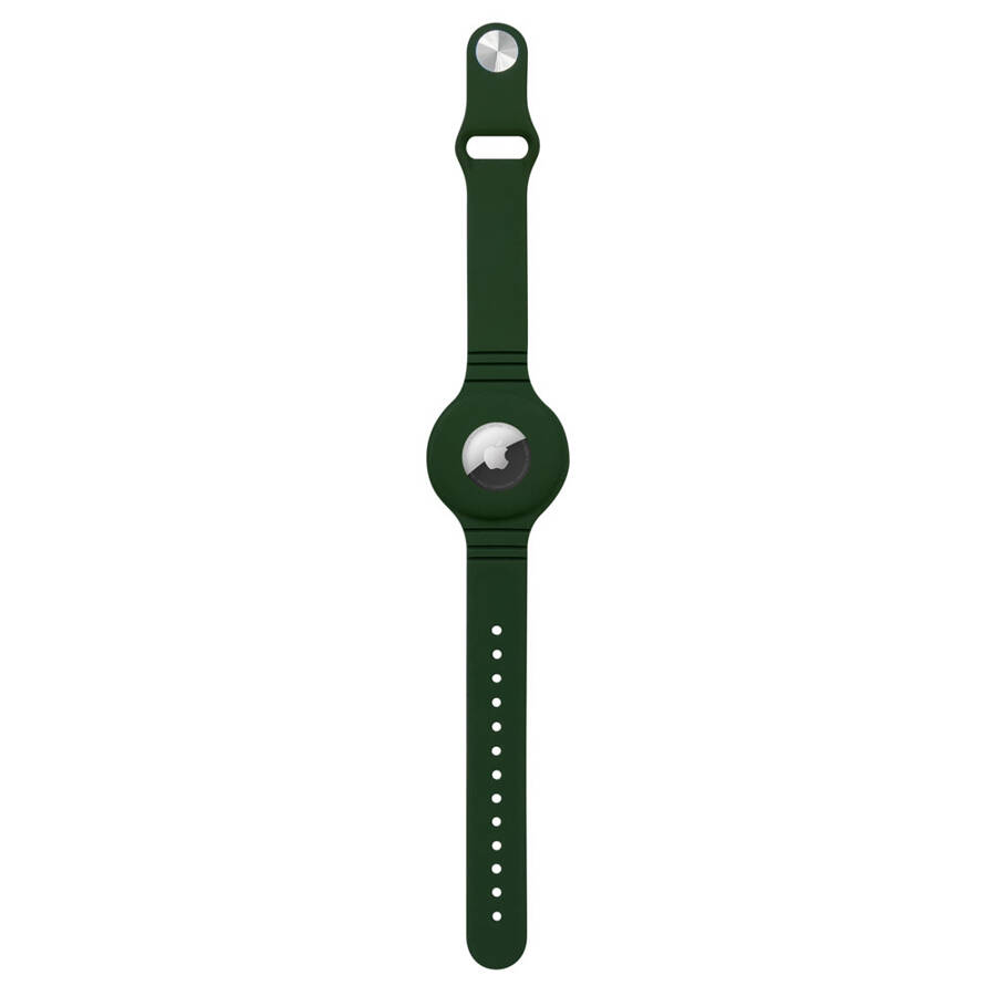 Silikonowe elastyczne etui opaska na rękę nadgarstek zawieszka case do lokalizatora Apple AirTag zielony