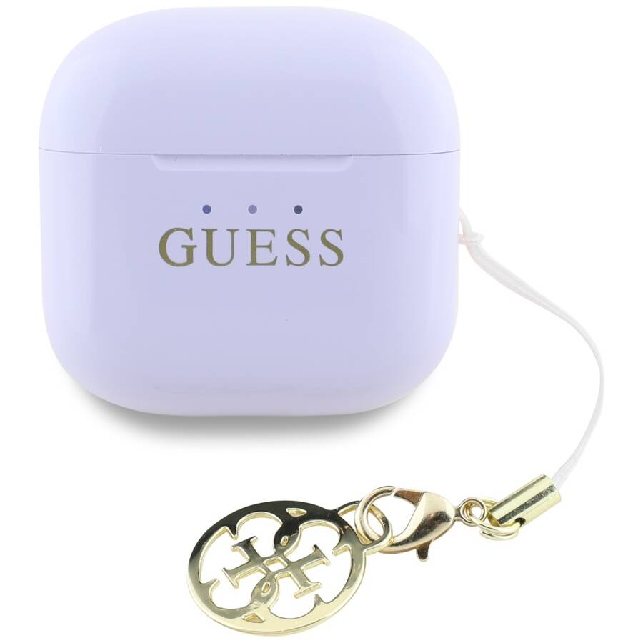 Słuchawki TWS Guess Glossy Effect         Printed Classic Logo & Charm lawendowy