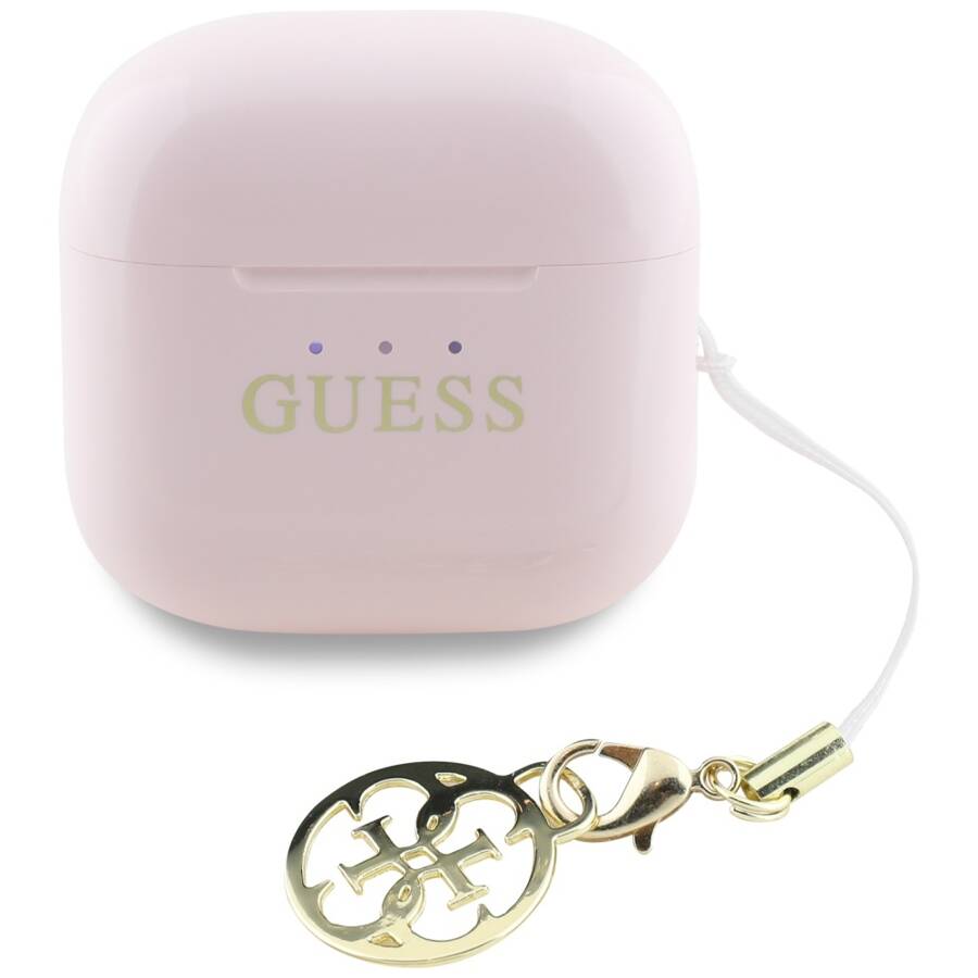 Słuchawki TWS Guess Glossy Effect         Printed Classic Logo & Charm różowy