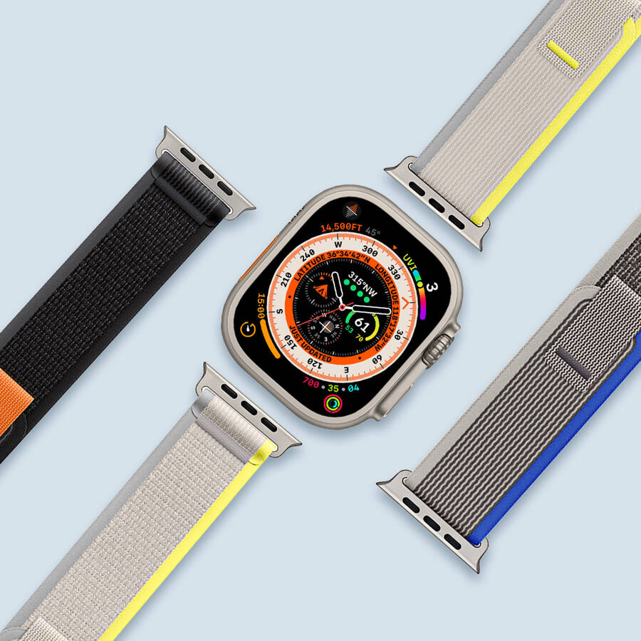 Sportowy pasek na rzepy do Apple Watch Ultra / 9 / 8 / 7 / 6 / SE / 5 / 4 / 3 / 2 / 1 (42, 44, 45, 49 mm) Dux Ducis Strap YJ Version - żółto-beżowy