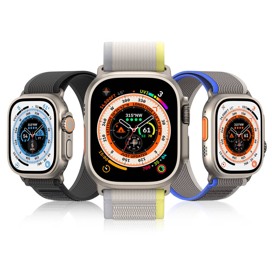 Sportowy pasek na rzepy do Apple Watch Ultra / 9 / 8 / 7 / 6 / SE / 5 / 4 / 3 / 2 / 1 (42, 44, 45, 49 mm) Dux Ducis Strap YJ Version - żółto-beżowy