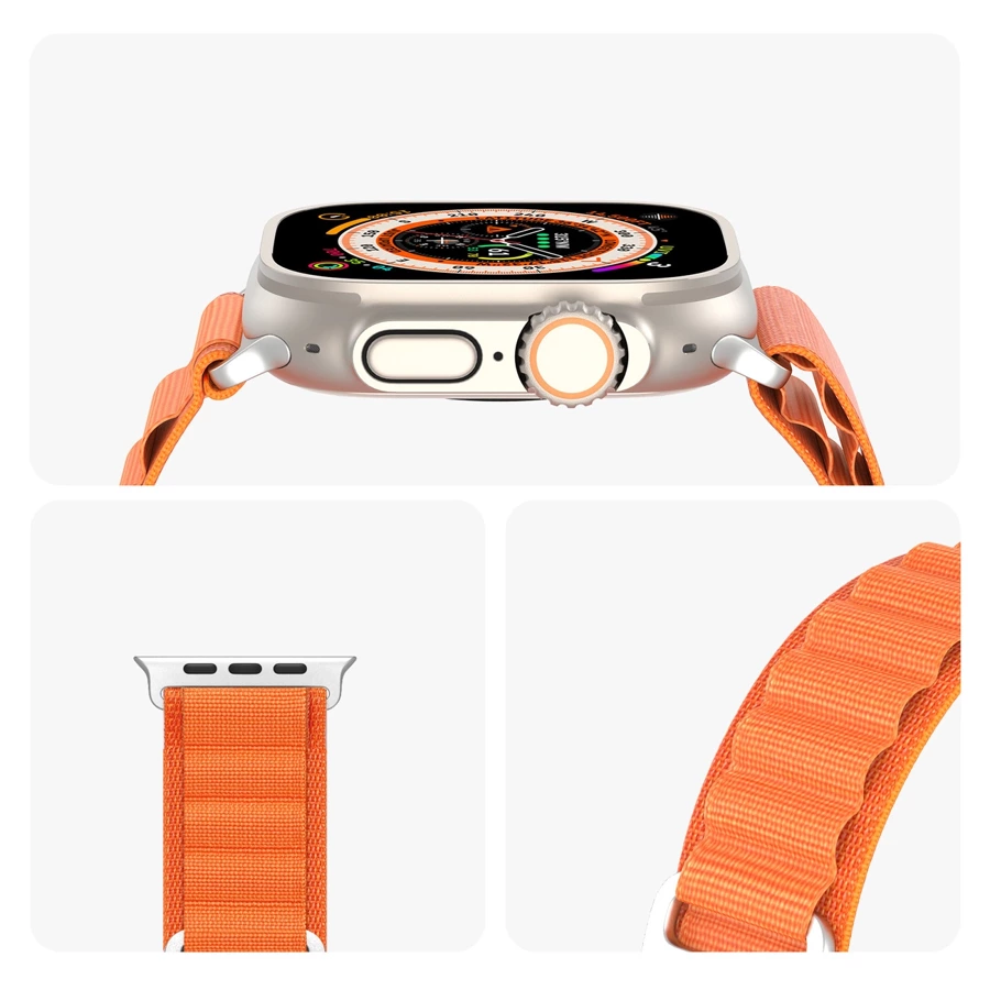 Sportowy pasek ze sprzączką do Apple Watch Ultra / 9 / 8 / 7 / 6 / SE / 5 / 4 / 3 / 2 / 1 (42, 44, 45, 49 mm) Dux Ducis Strap GS Version - pomarańczowy