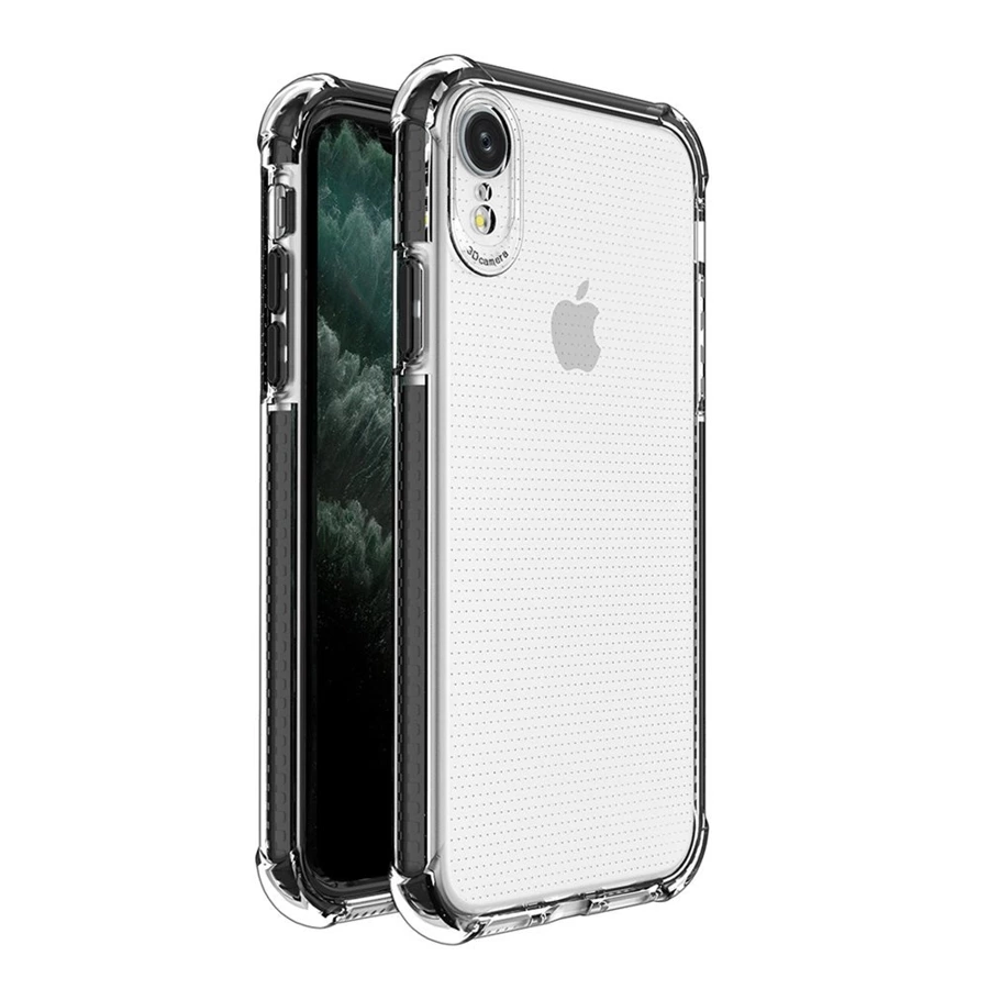 Spring Armor żelowy elastyczny pancerny pokrowiec z kolorową ramką do iPhone XR czarny