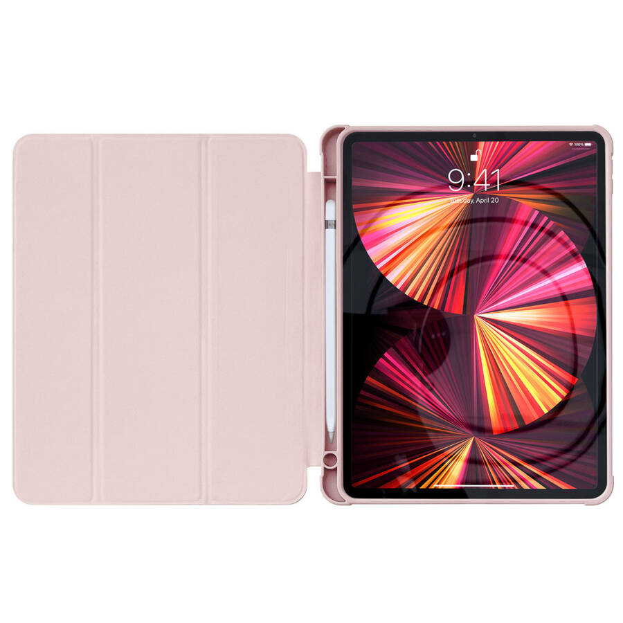 Stand Tablet Case etui Smart Cover pokrowiec na iPad Pro 12.9'' 2021 z funkcją podstawki różowy