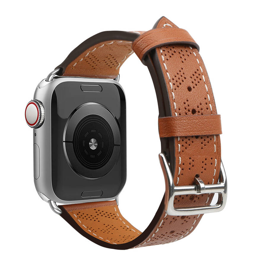 Strap Leather skórzany pasek Apple Watch Ultra, SE, 8, 7, 6, 5, 4, 3, 2, 1 (49, 45, 44, 42  mm) opaska bransoleta brązowy