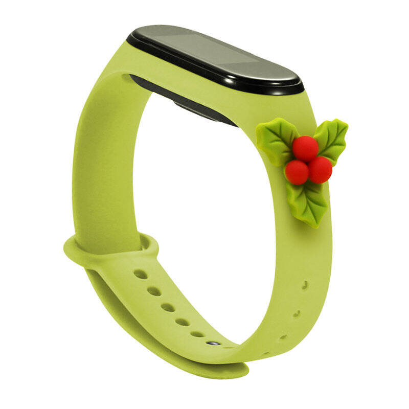 Strap Xmas opaska do Xiaomi Mi Band 4 / Mi Band 3 świąteczny silikonowy pasek bransoletka zielony (jemioła)